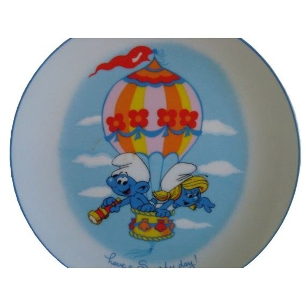 Have a Smurfy Day 1982 Hot Air Baloon Wall Decorative 8" Plate